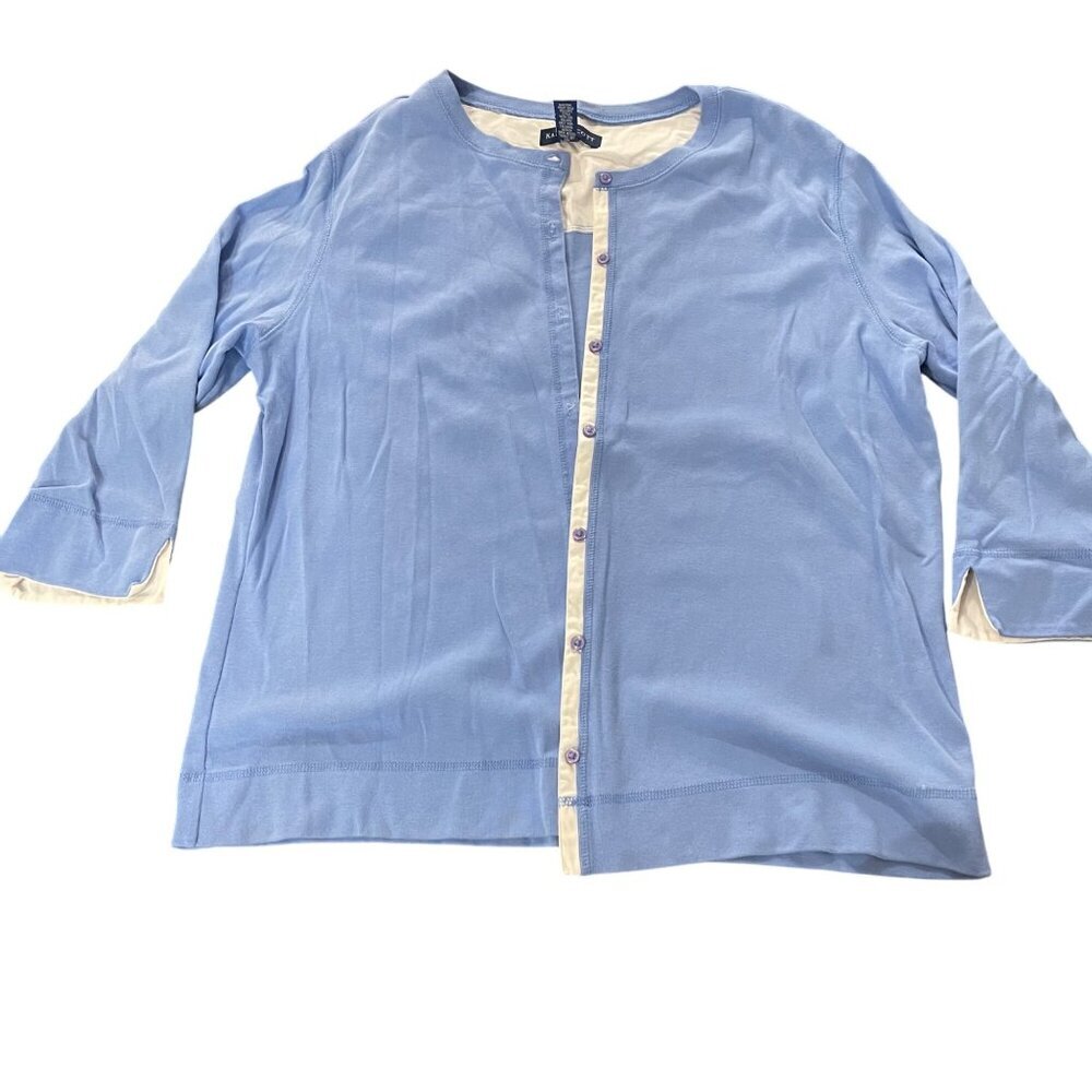 Karen Scott Women's Button-Up Blue Cardigan Sweaters Size XLarge 3/4 sleeve